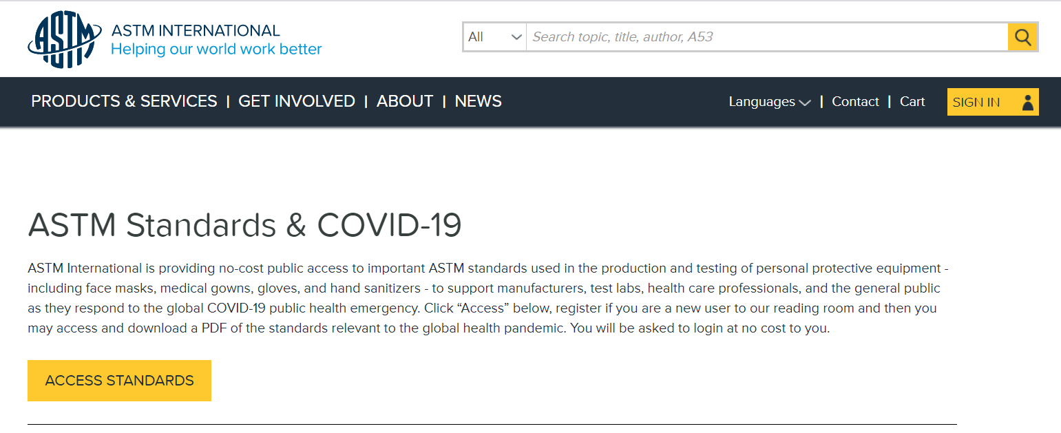 ASTM Standard & COVID-19